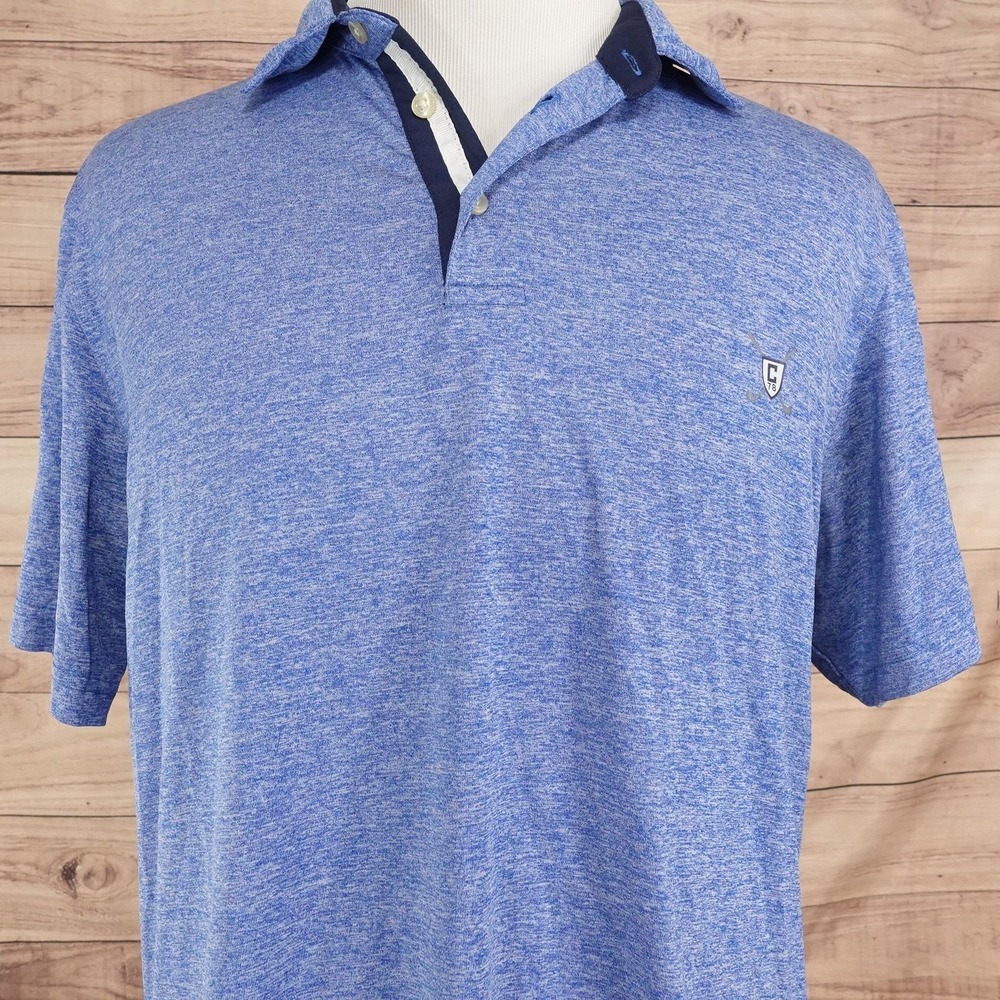 Chaps Golf Polo Shirt Mens XL Blue Polyester Spandex Stretch Jersey Golf